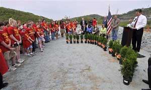 Tree planting crew at the Yeager Airport reclamation site